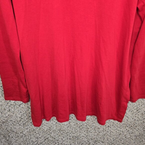 J Jill Top Womens Large Red Perfect Pima Side Vent Turtleneck Tunic Casual - Picture 5 of 7